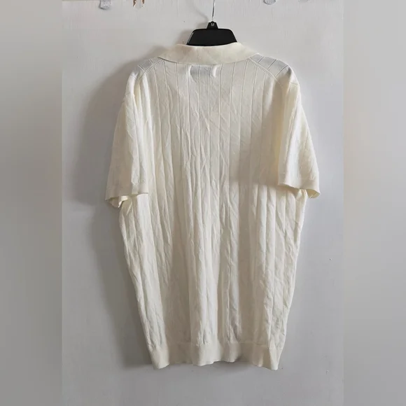 Nwt Collars & Co Mens Luxury Knit Polo Shirt Sweater Medium Beige - Picture 2 of 7